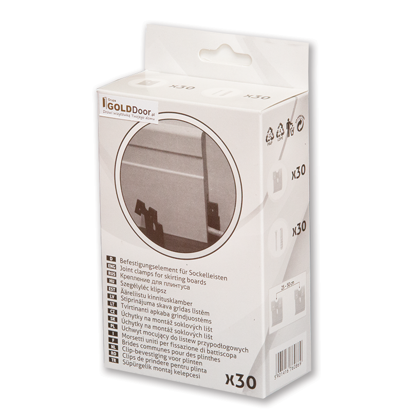 KLIPS MONTAŻOWY LISTWA PRZYPODŁOGOWA BIAŁA KLAMRA Długość 1 cm