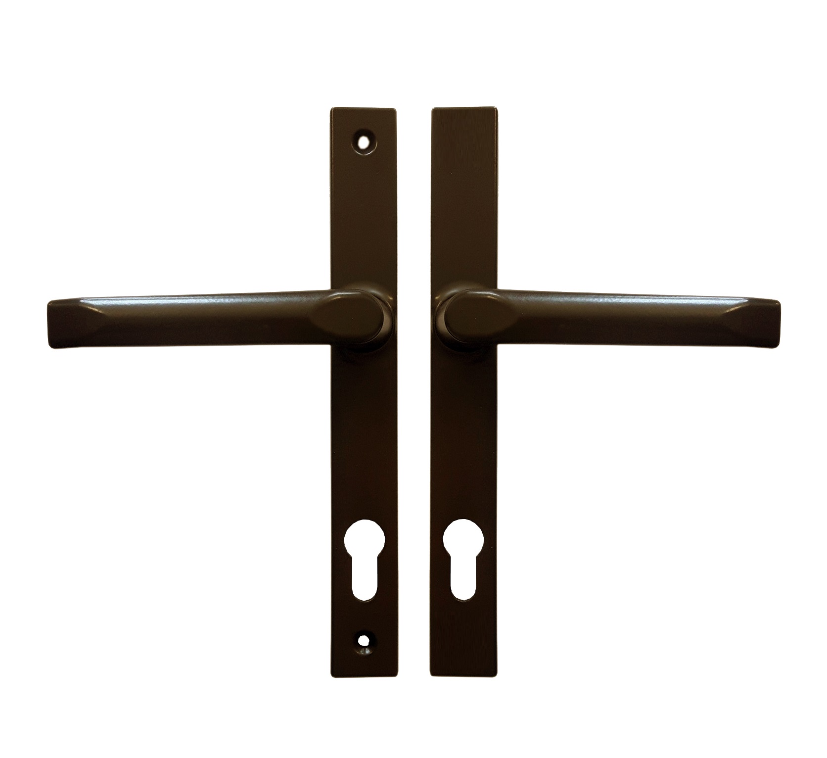 

Klamko-klamka do drzwi długi szyld 92mm Brązowa