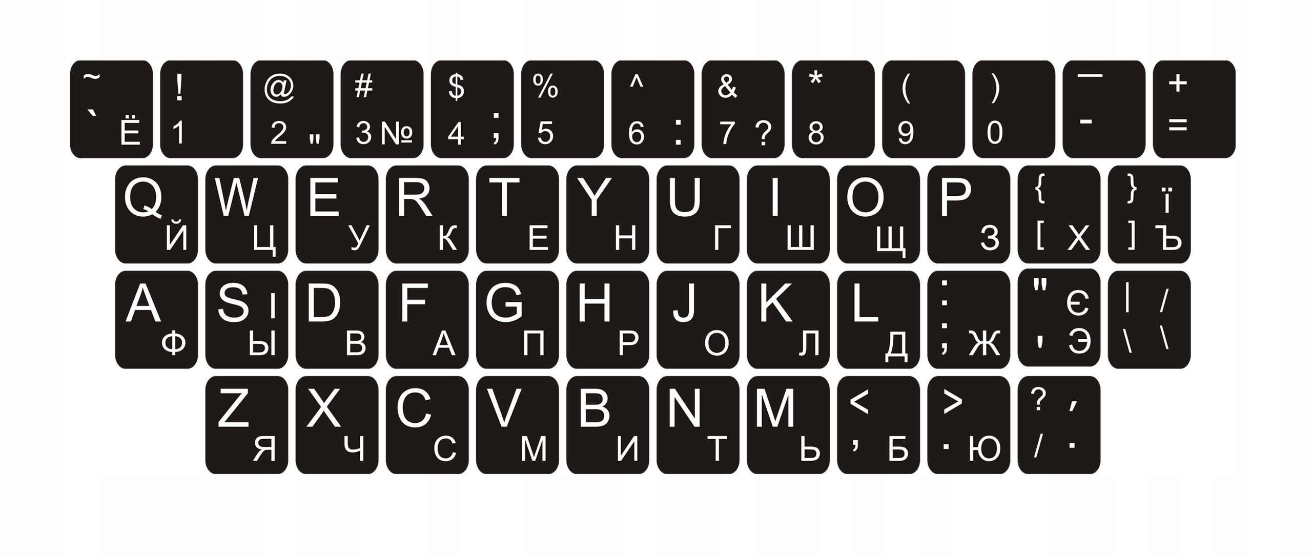 

Naklejki na klawiaturę Qwerty Cyrylica Ukraińska