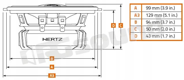 HERTZ DCX 100.3 GŁOŚNIKI SAMOCHODOWE 10cm 60W 2WAY Model DCX100.3