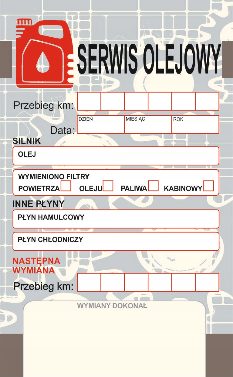 

Naklejka serwisowa 20 szt wymiana oleju