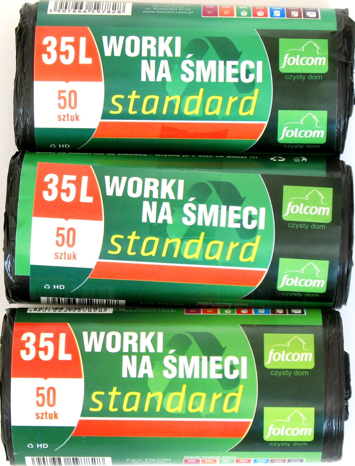 

Worki/śmieci Hd Standard 35 L 50 Szt. Folcom