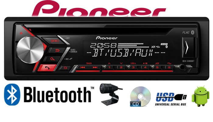 DEH-S3000BT Pioneer Bluetooth/USB/Aux/FM/AM/ CD Car Stereo