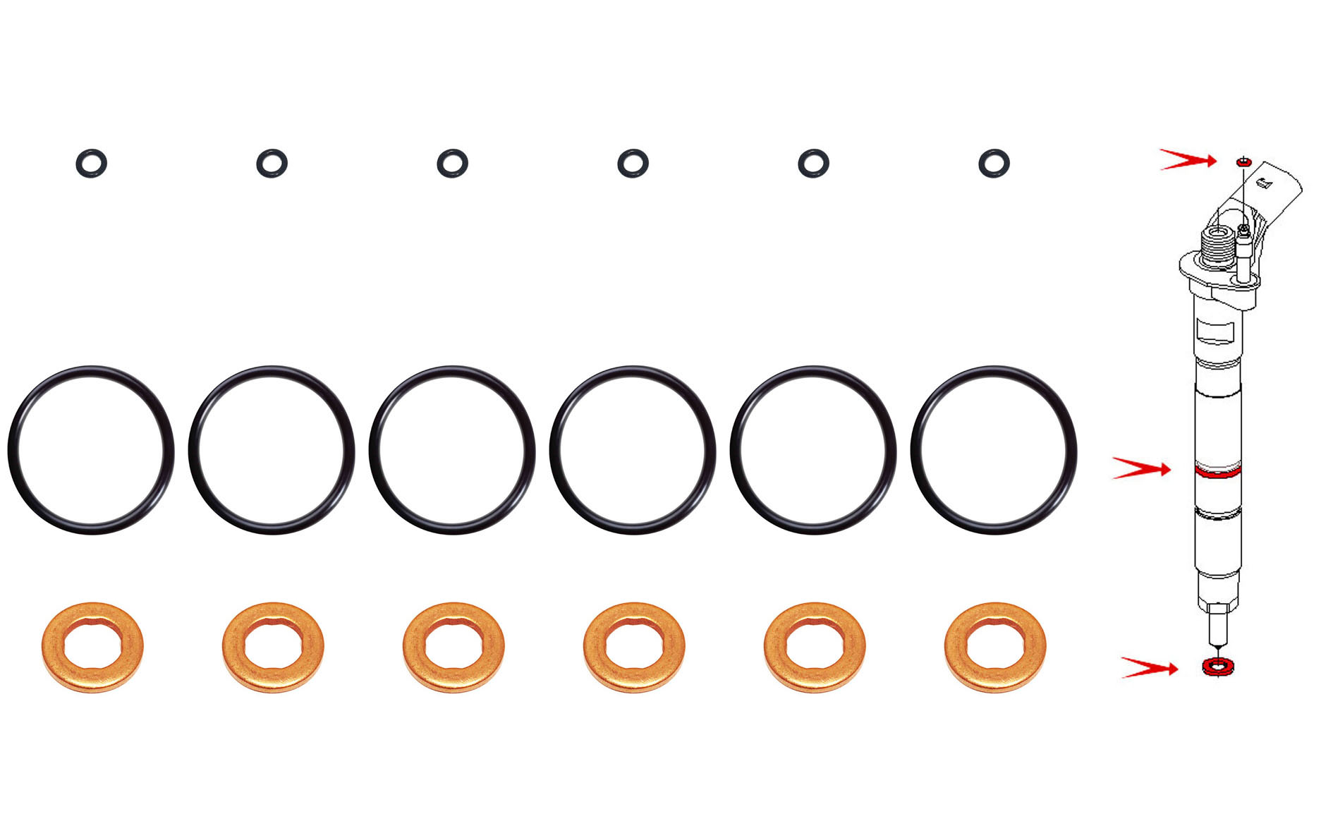 6 x PODKŁADKA USZCZELKA WTRYSKIWACZA AUDI 3.0 TDi Producent części Bosch