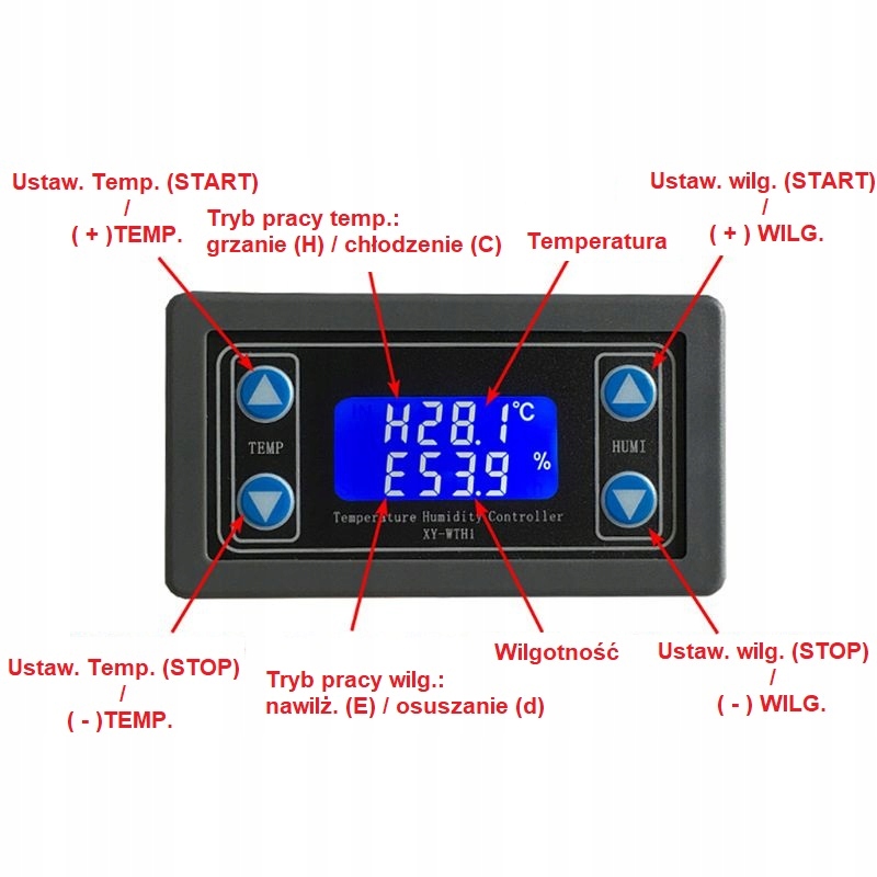 REGULATOR STEROWNIK WILGOTNOŚCI TEMPERATURY HIGRO EAN (GTIN) 5903890730789