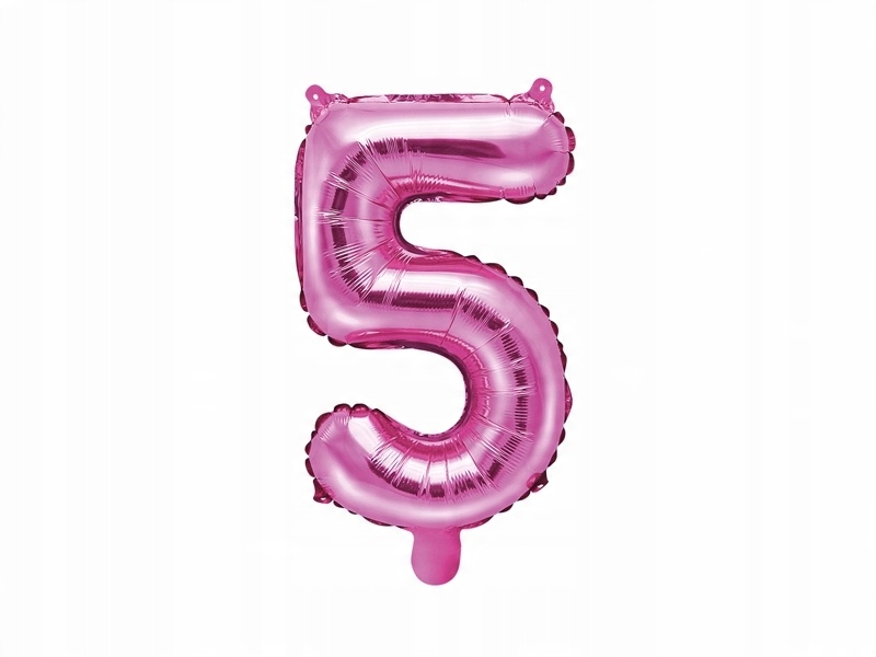 

Balon Foliowy cyfra różowa "5" ,35 cm