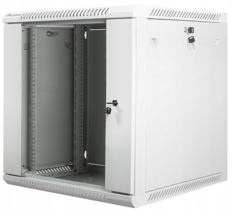 12U 19" Szafa Rack wisząca teleinformatyczna Szafka szklane drzwi 600 Szara