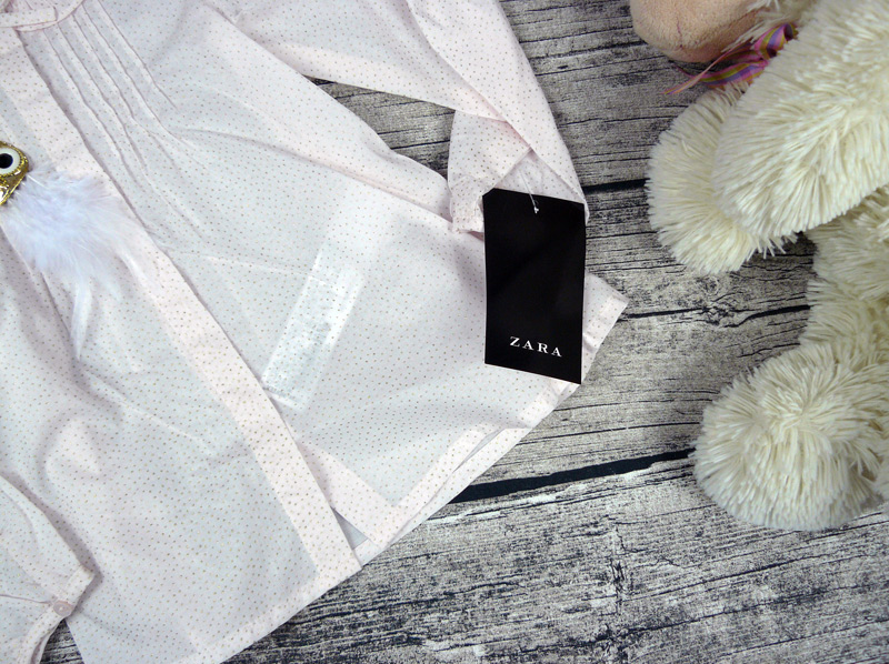 ZARA NOWA KOSZULA BLUZKA GROSZKI BROKAT RÓŻ 86 CM Rękaw długi rękaw