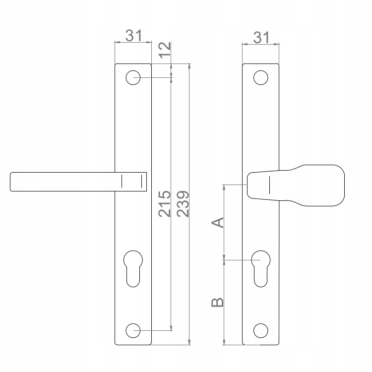KLAMKA DRZWIOWA Z SZYLDEM DO DRZWI FURTEK 72 MM Marka WDB