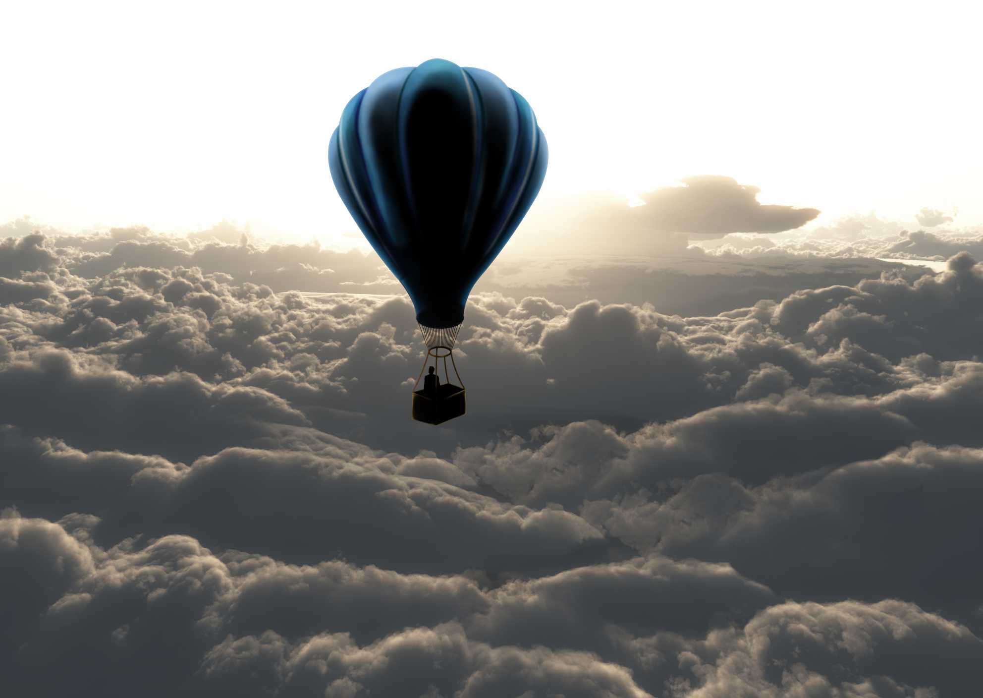 Воздушный шар над облаками