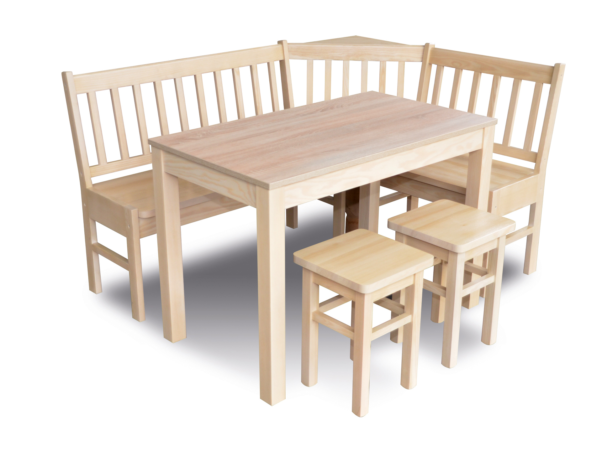 Rohová kuchyňa W7 stôl a stoličky NASTAVIŤ