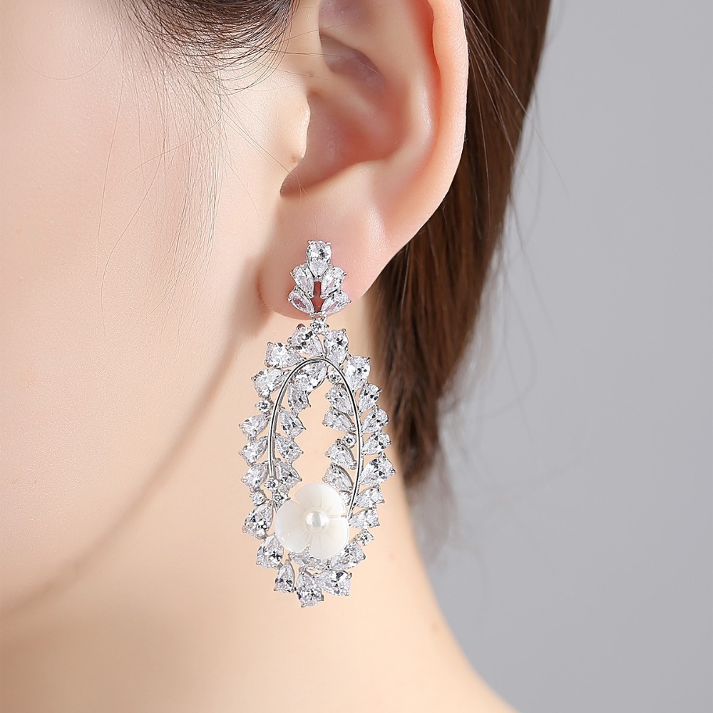 NASSARIUS KOLCZYKI KWIAT ZŁOTO CRYSTAL 18 k PERŁA Marka Inna marka