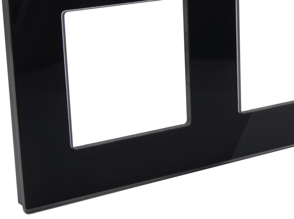 B-LINE DLX CZARNA RAMKA SZKLANA PODWÓJNA X2 SZKŁO Liczba gniazdek 2 gniazdka