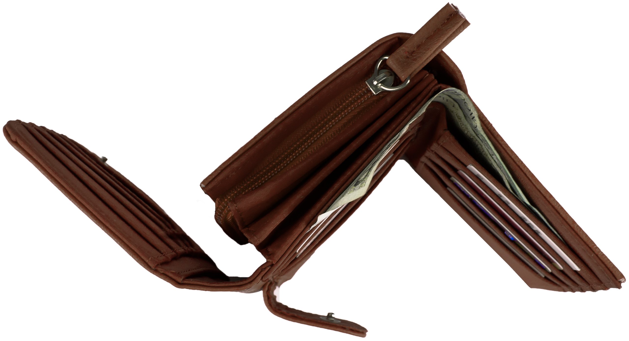 PORTFEL DAMSKI Portmonetka KOPERTÓWKA BRĄZOWY PS42 Wielkość duży