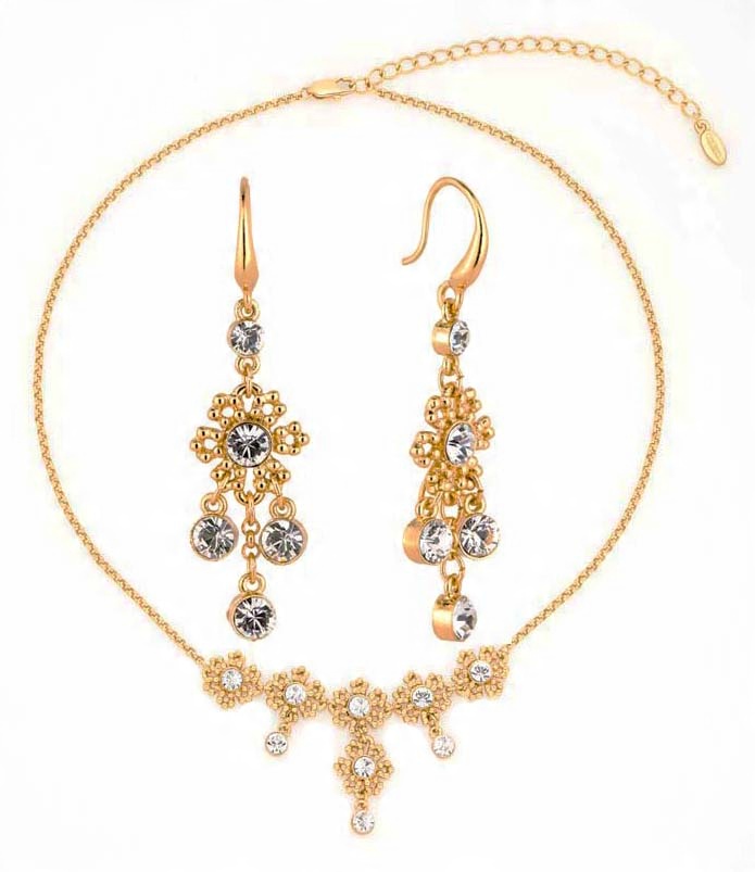 

Złoty Komplet naszyjnik+kolczyk Swarovski Colibra
