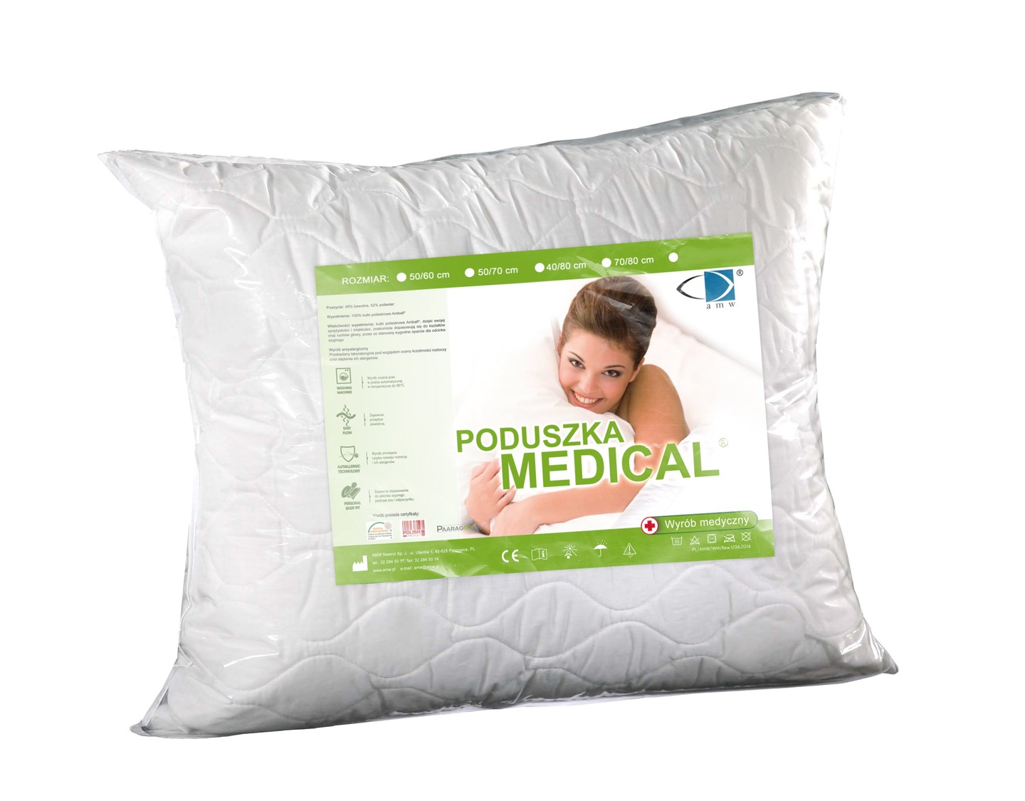 

Gruba Poduszka Medical Zamek 60X60 Antyalergiczna