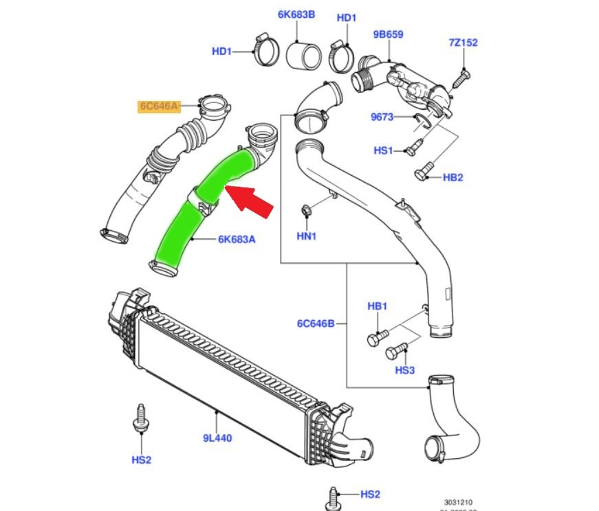 ТРУБКА TURBO FORD FOCUS Mk2 C - MAX 1 . 6 Tdci 1439412 Номер каталозі запчастини 2506700009971 foto 4