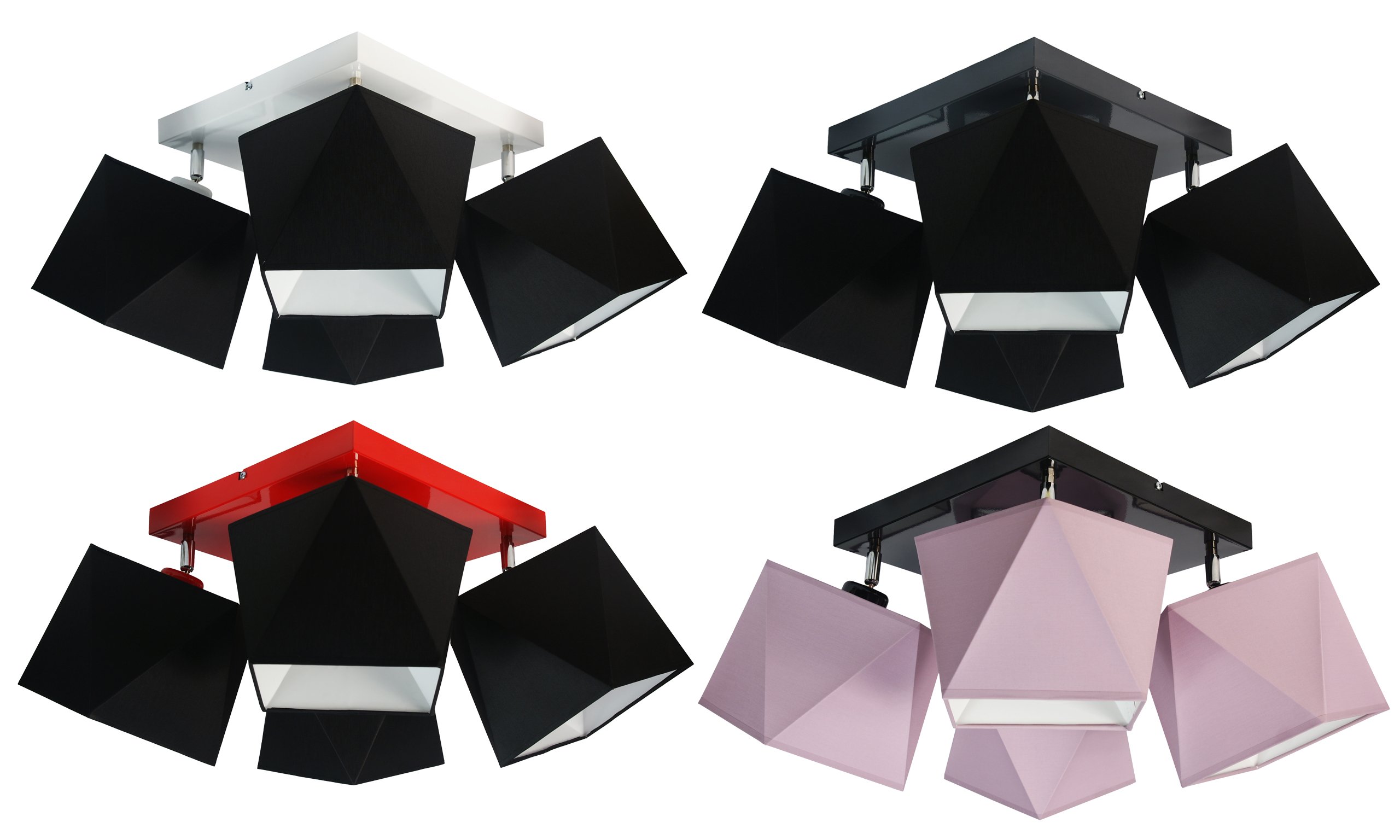 LAMPA PLAFON SUFITOWA ŻYRANDOL WISZĄCA 5 DIAMENT Kolor biały czerwony szary czarny