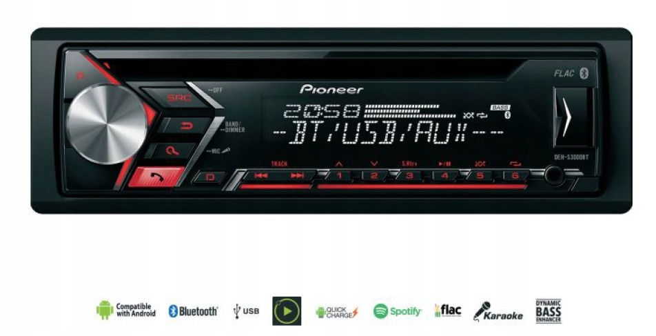 DEH-S3000BT Pioneer Bluetooth/USB/Aux/FM/AM/ CD Car Stereo