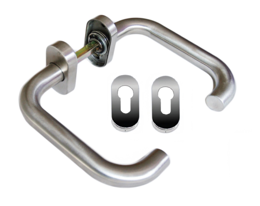 KLAMKI DO DRZWI STAL NIERDZEWNA KOMPLET ROZETEK