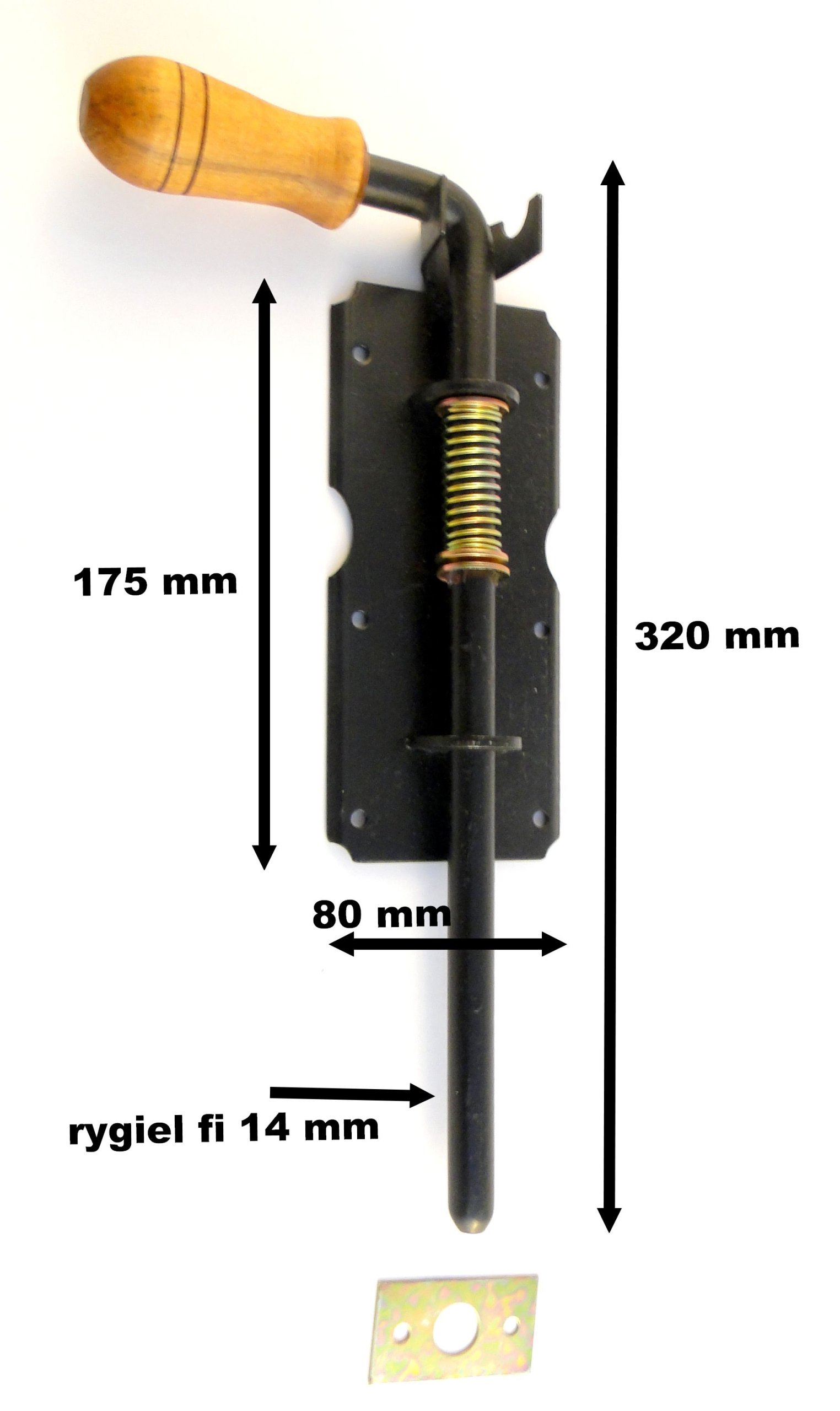 ZASUWA RYGLOWA SPRĘŻYNOWA DO BRAMY GARAŻU 320 mm Długość 0.32 m