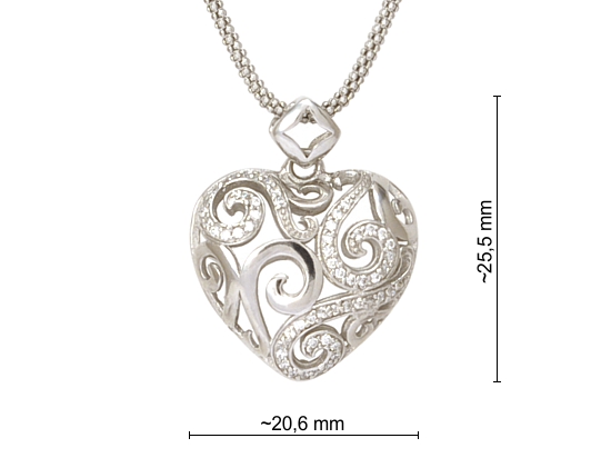 SREBRNY ROD. naszyjnik, wisiorek SERCE + ŁAŃCUSZEK Materiał srebro
