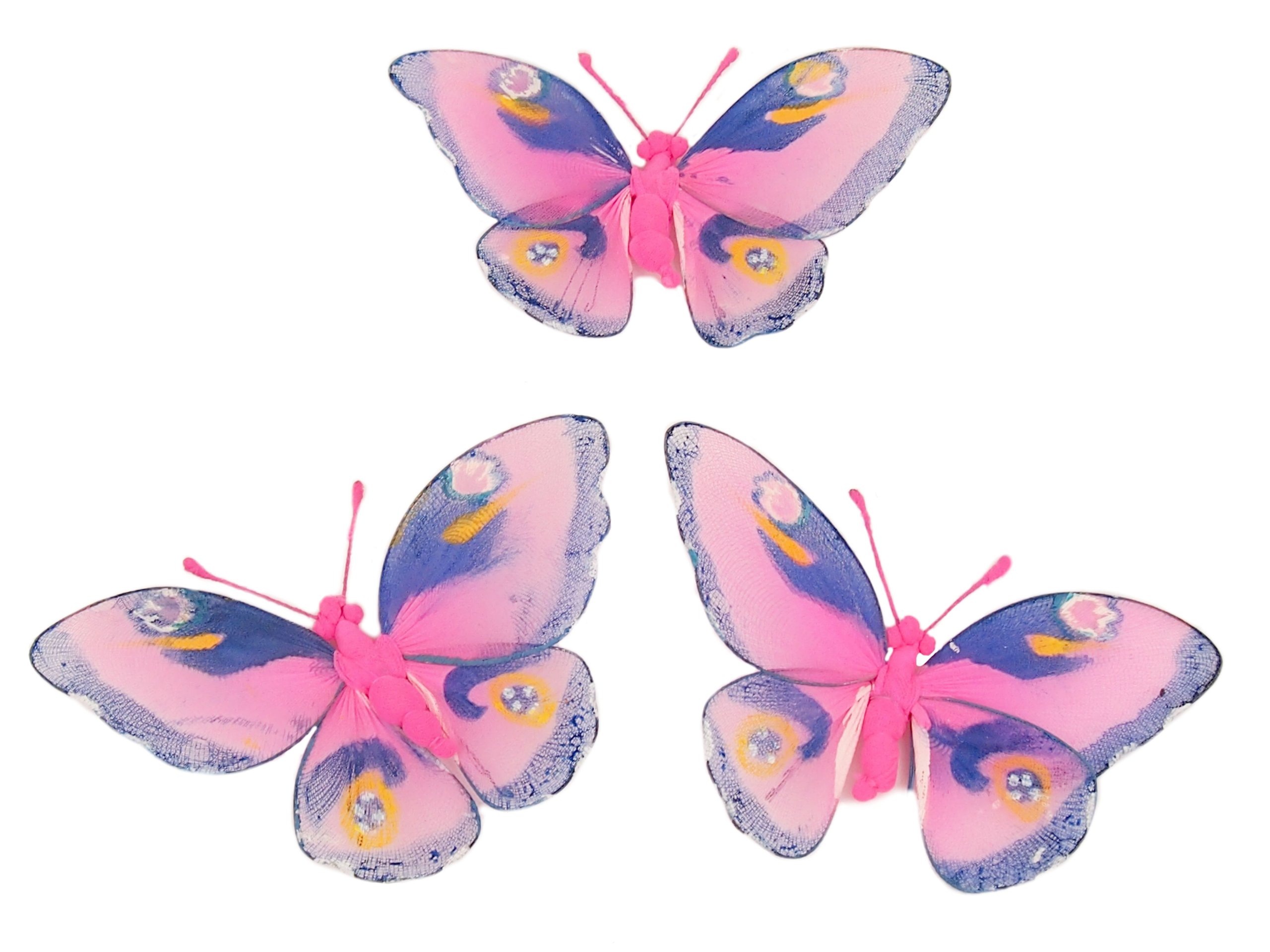 

różowy Motyl Motylek Dekoracja na firankę 17 cm