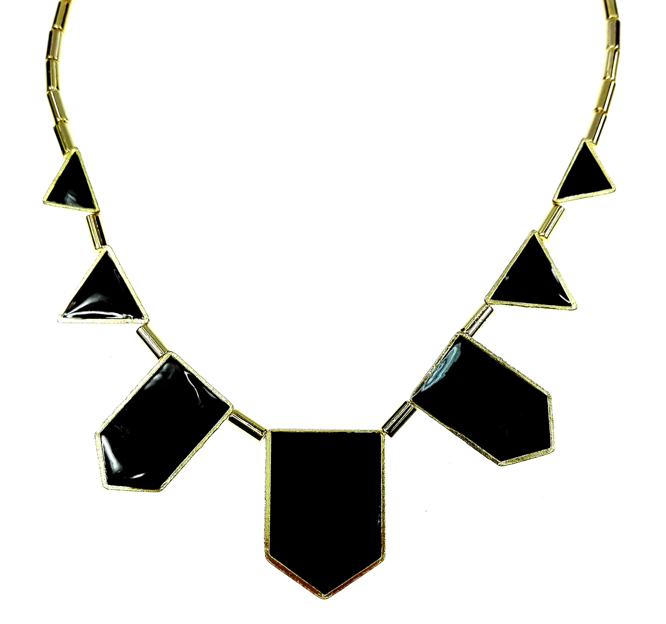 

Naszyjnik złoty kolia geometric fashion czarny