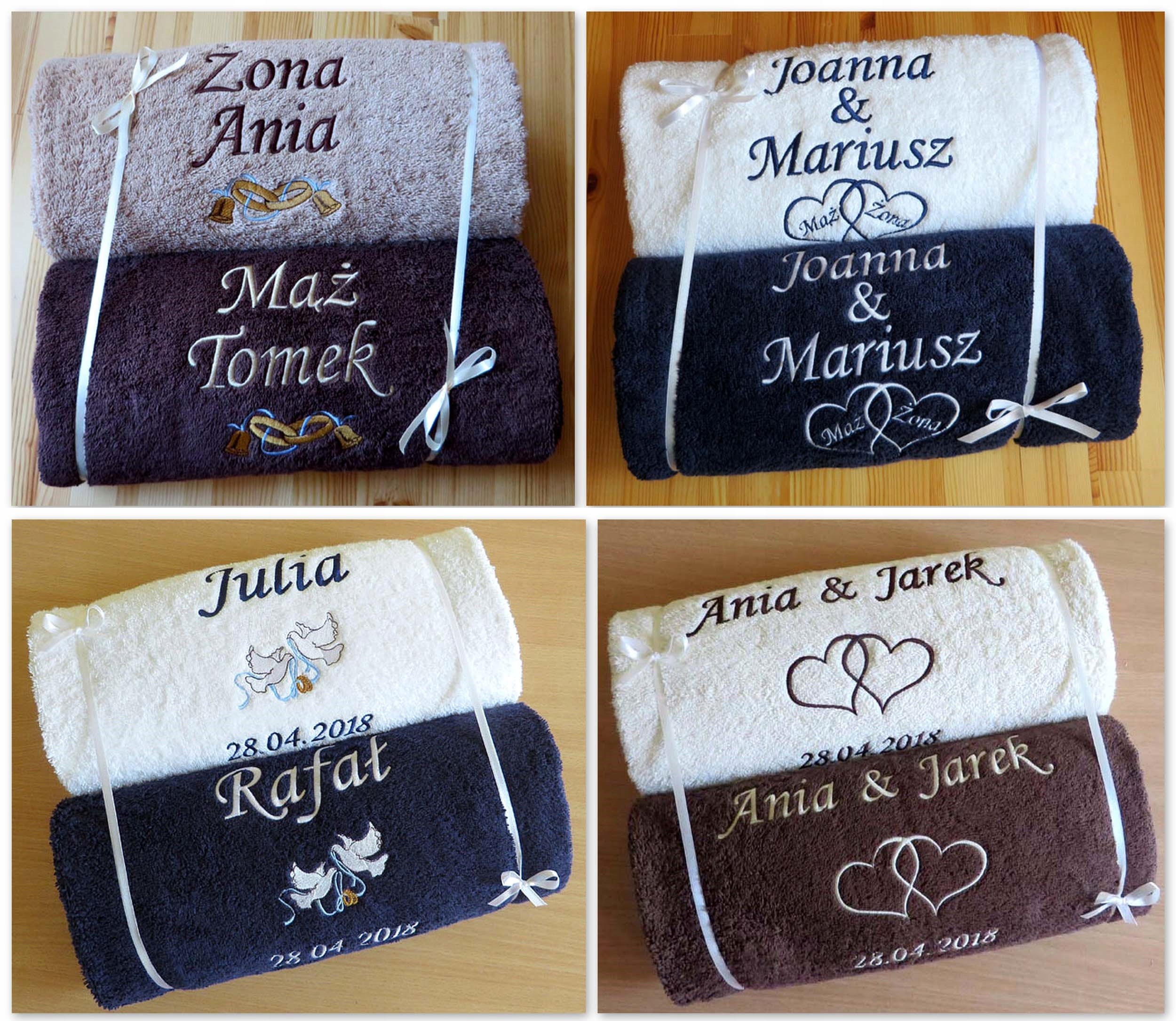 Ręczniki z HAFT prezent ROCZNICA ŚLUBU jubileusz Gramatura ręcznika 510 - 600 GSM