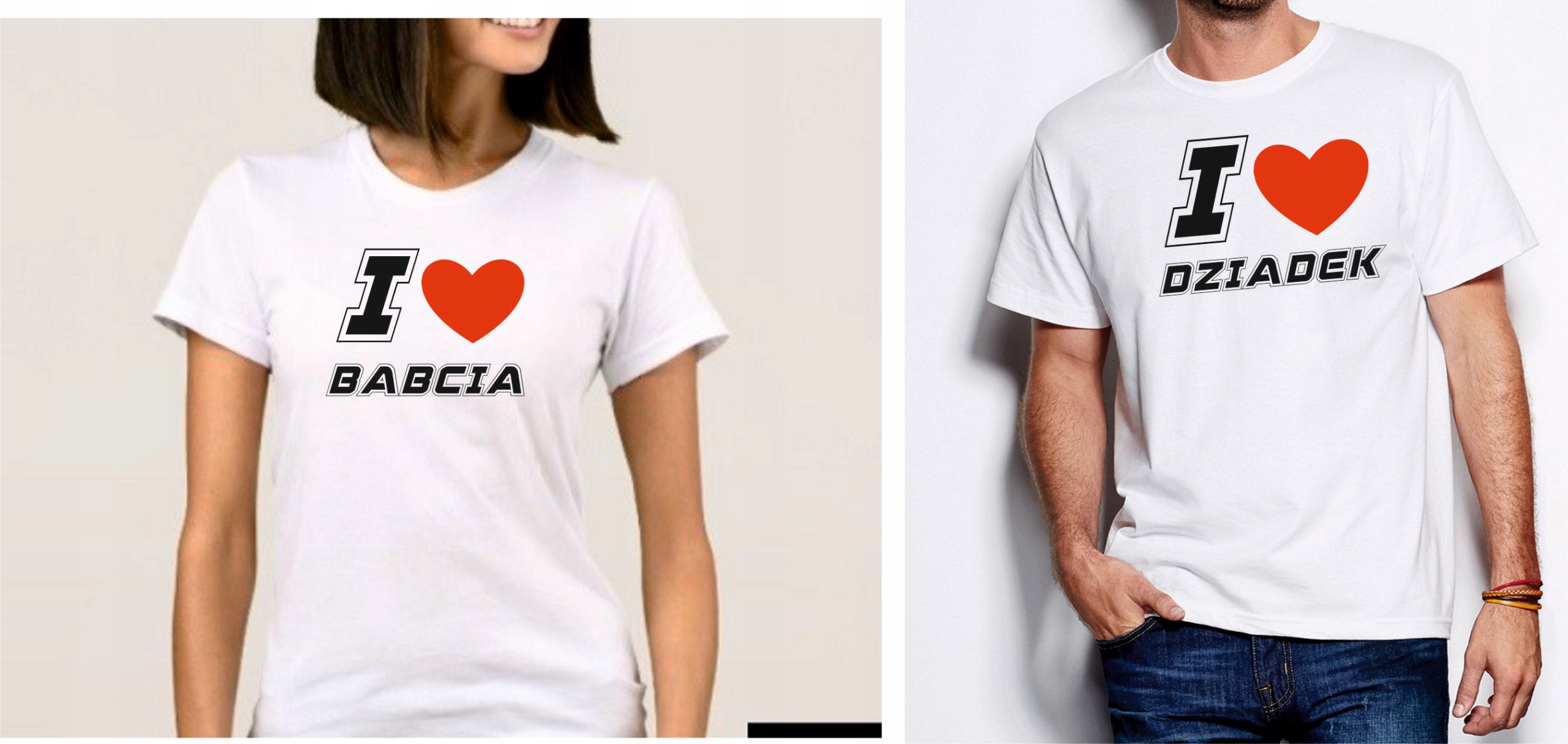 Koszulki KOMPLET T-SHIRT NA DZIEŃ BABCI I DZIADKA Wzór dominujący bez wzoru