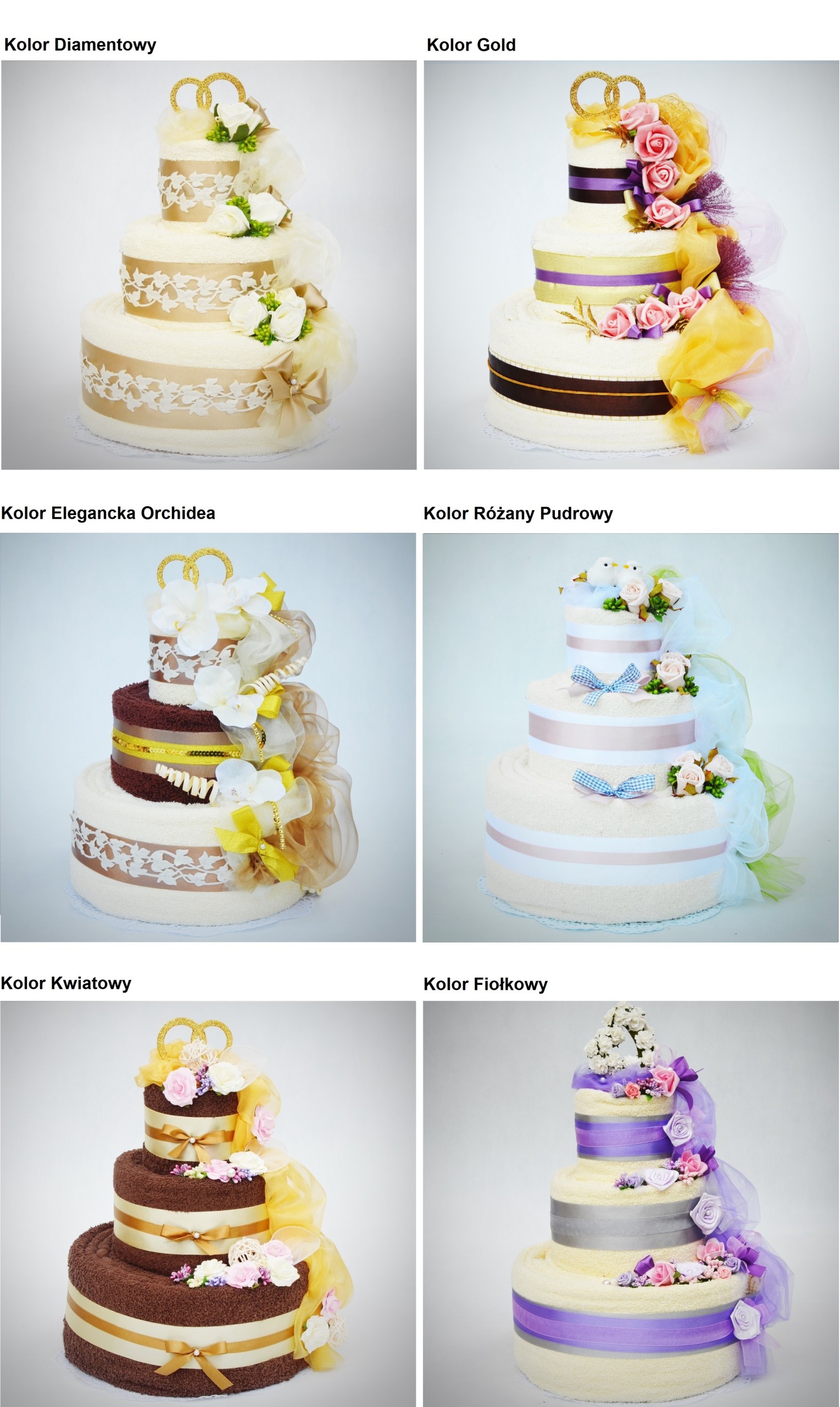 Oryginalny Prezent na Ślub Tort z 4 DUŻYCH GRUBYCH Ręczników GRATIS NAPIS Marka FM