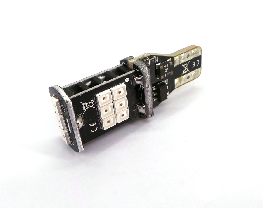 

Led T15 12V czerwona Canbus W10W W16W 980lm