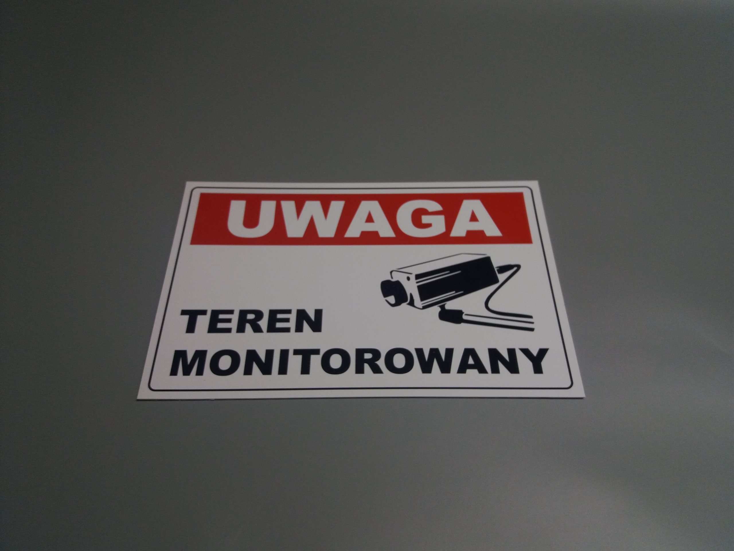 TABLICZKA UWAGA TEREN MONITOROWANY 1mm 30x20 cm Marka bez marki