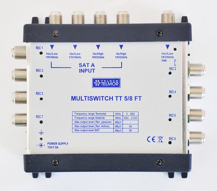 MULTISWITCH KOŃCOWY TELMOR 5/8FT + ZASILACZ Marka Telkom Telmor