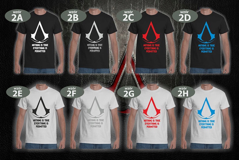 KOSZULKA T-SHIRT ASSASSIN'S CREED ASASYN TEKST L Waga produktu z opakowaniem jednostkowym 1 kg