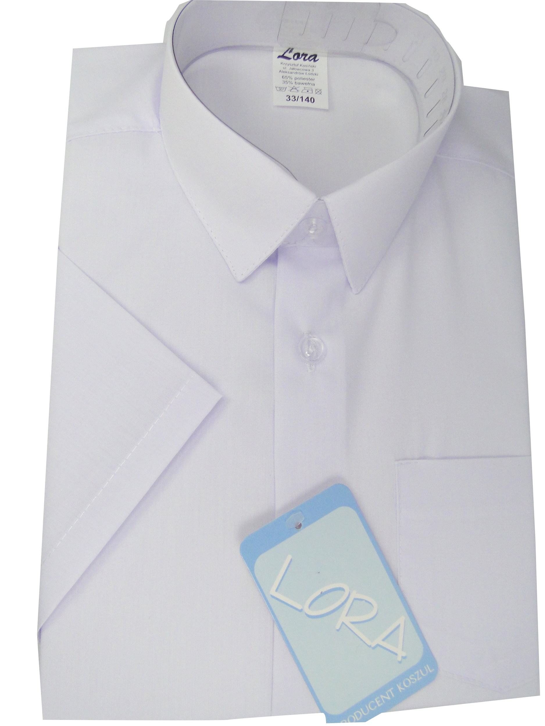 Koszula chłopięca wizytowa biała krótki rękaw 164 Rękaw krótki rękaw