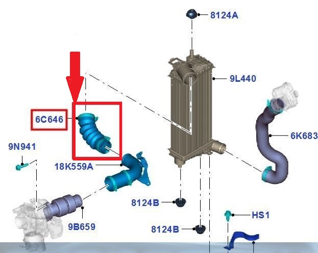 RURA WĄŻ INTERCOOLERA FORD FOCUS III 1.6 1784498 Numery katalogowe zamienników AV616C646HE 1784498