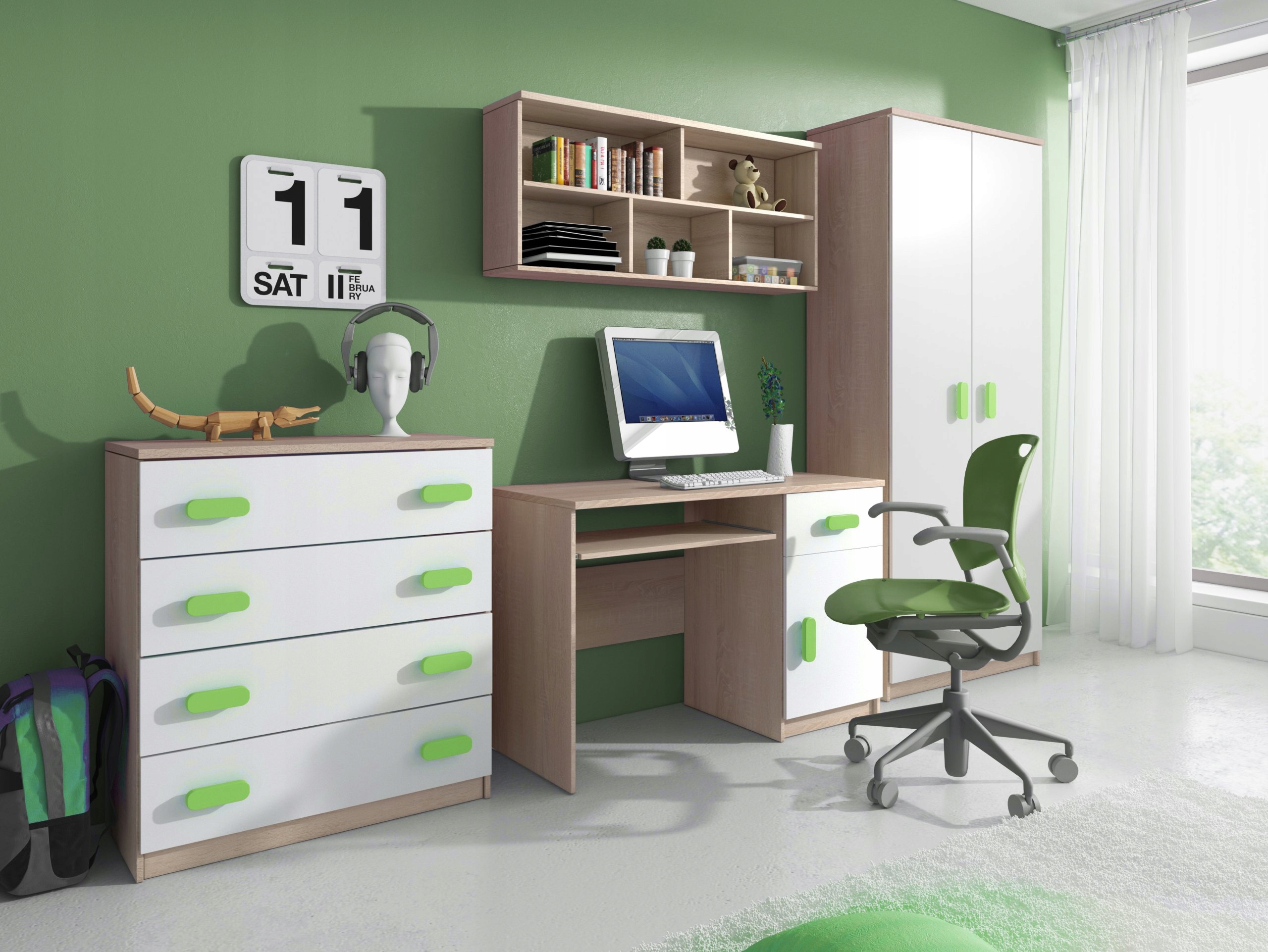 Białe biuro młodzieżowe pod komputer szafka LUBIŚ Głębokość mebla 50 cm