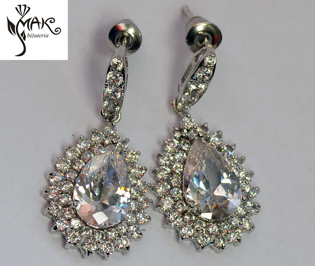 KOL686/14 KOLCZYKI ślubne biżuteria ślubna na ślub Rodzaj zapięcia sztyft