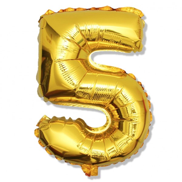 

Balon Foliowy cyfra złota "5" 40 cm