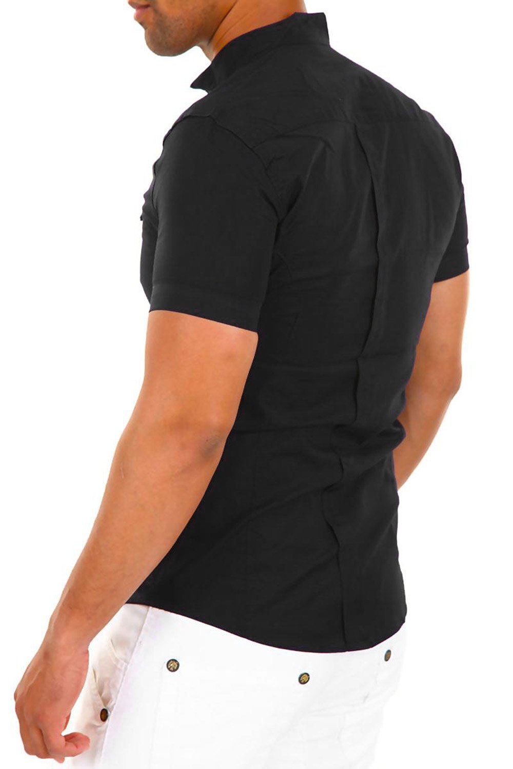 STYLOWA CZARNA KOSZULA MĘSKA ZE STÓJKĄ CLUB - XL Rozmiar XL