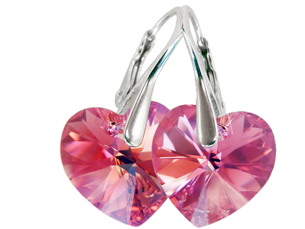 

Kolczyki Swarovski Serce Heart 14mm Light Rose Ab