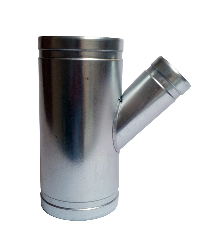 Trójnik redukcyjny 2x250/1x100 do odciągu wąż spiro PUR wentylator ocynk Kod producenta 2x250/1x100