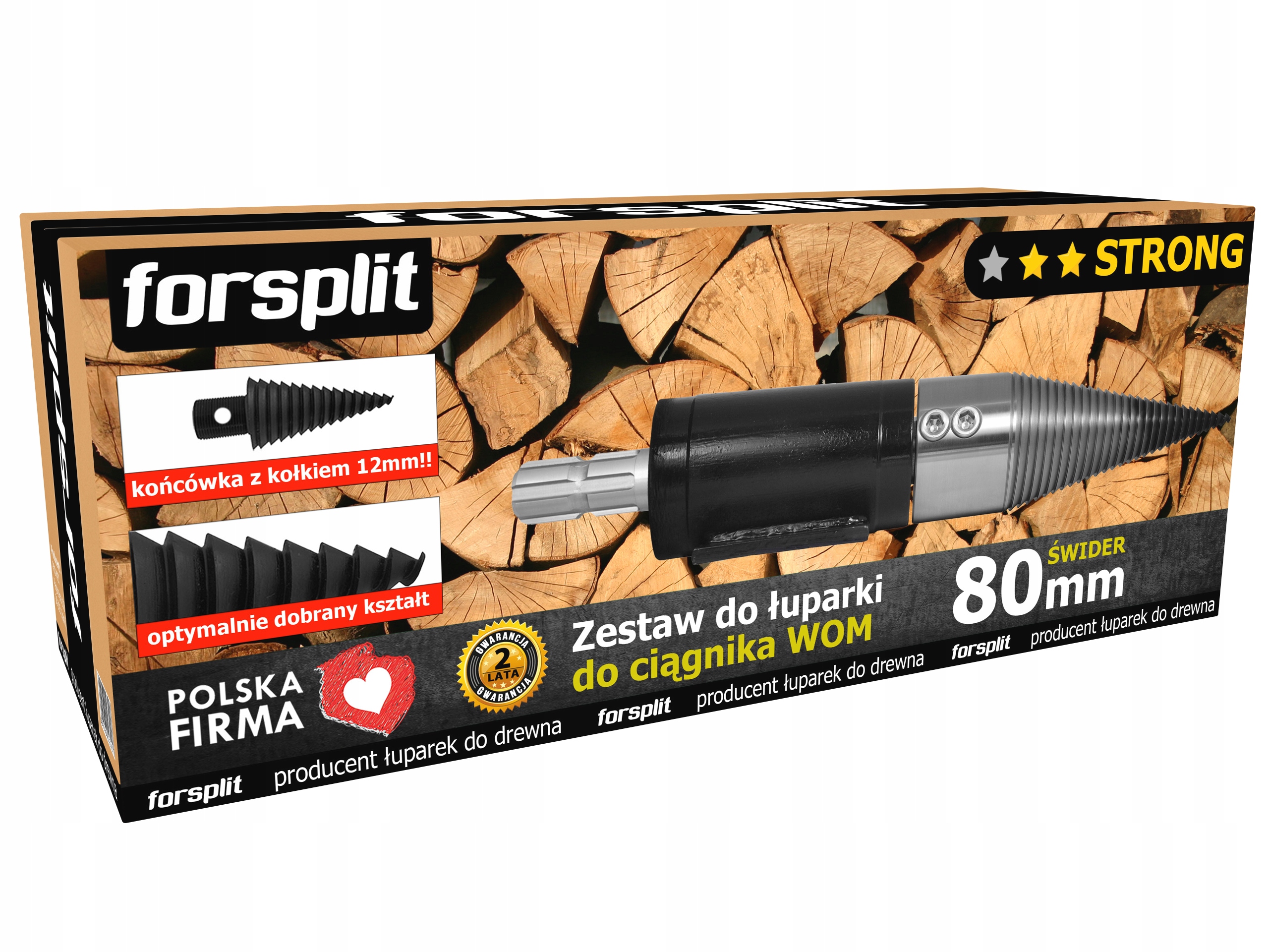 ŁUPARKA ŚWIDROWA ZW2P / ŚWIDER DO DREWNA 80 mm - ZESTAW do ciągnika (WOM)