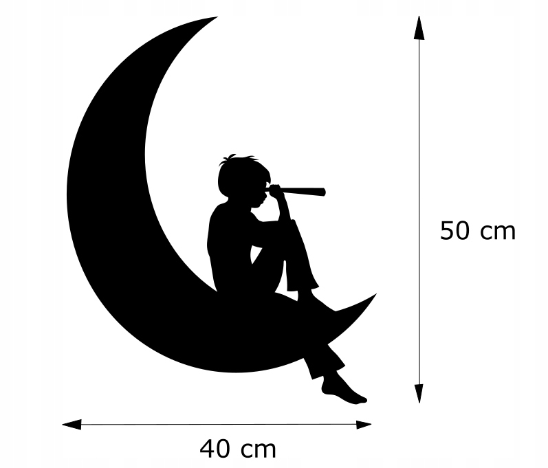 naklejka CHŁOPIEC NA KSIĘŻYCU 40x50cm różne KOLORY Motyw Dekor Dziecięce