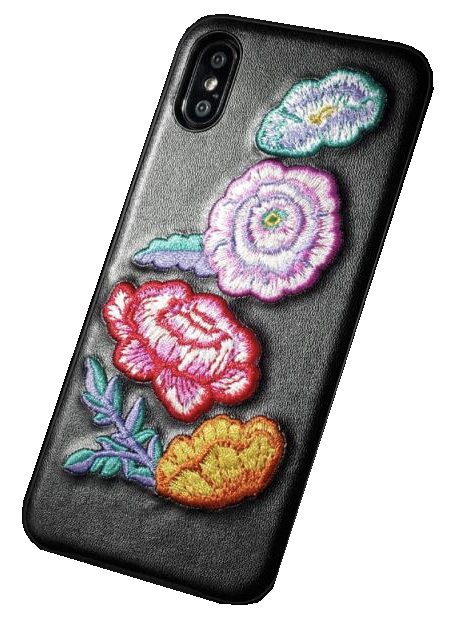 

Xo Etui Apple iPhone X Xs kolorowe naszywki- skóra