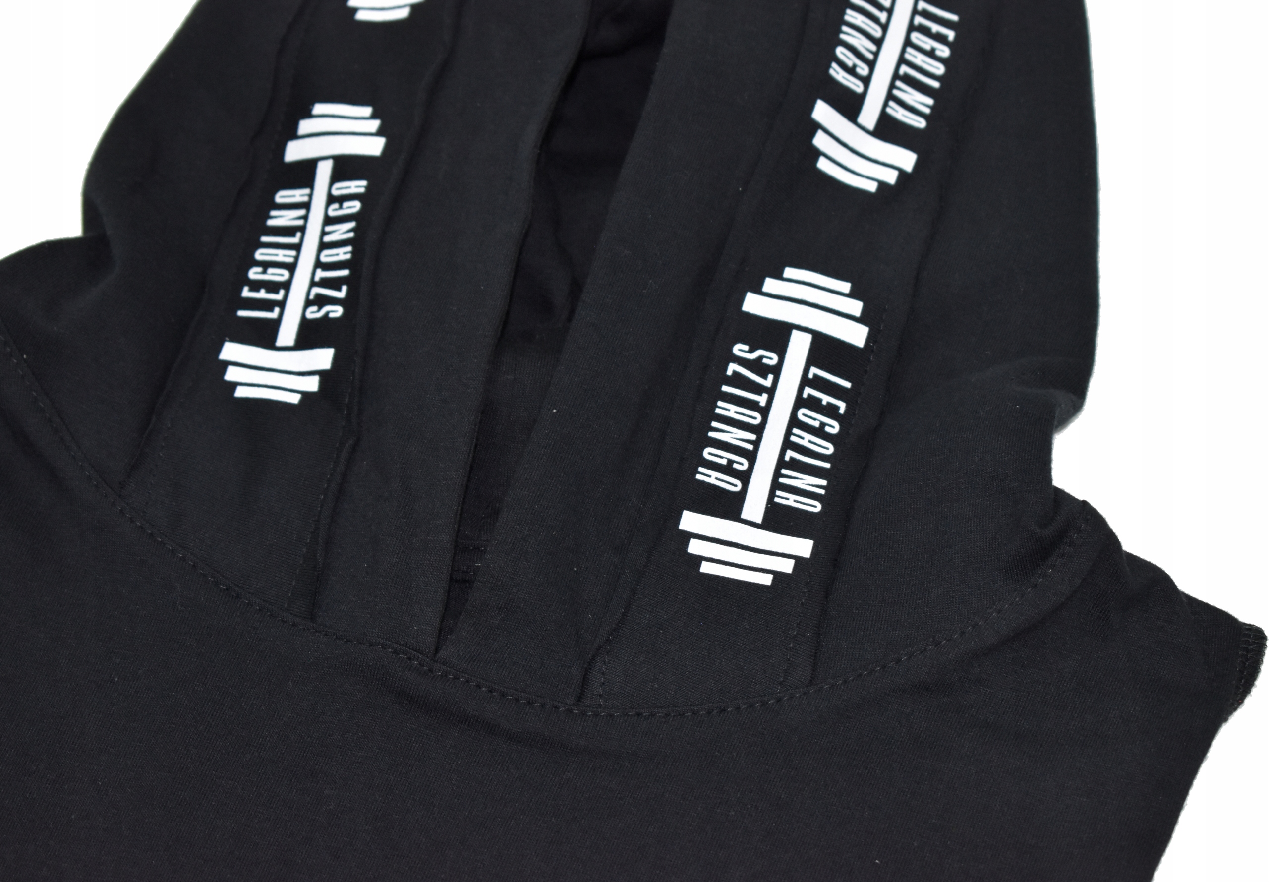 Hoodie Tank Top Legalna Sztanga czarny kaptur XL Dekolt okrągły