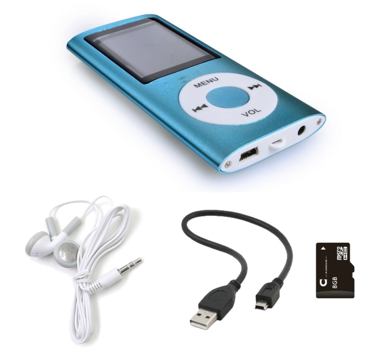 ODTWARZACZ MP4 MP3 MENU PL RADIO DYKTAFON SD 8GB Złącza minijack (3,5 mm) miniUSB