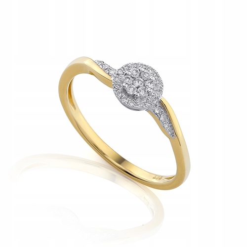 Złoty Zaręczynowy Pierścionek 585 z Brylantami 0,15ct Idealny