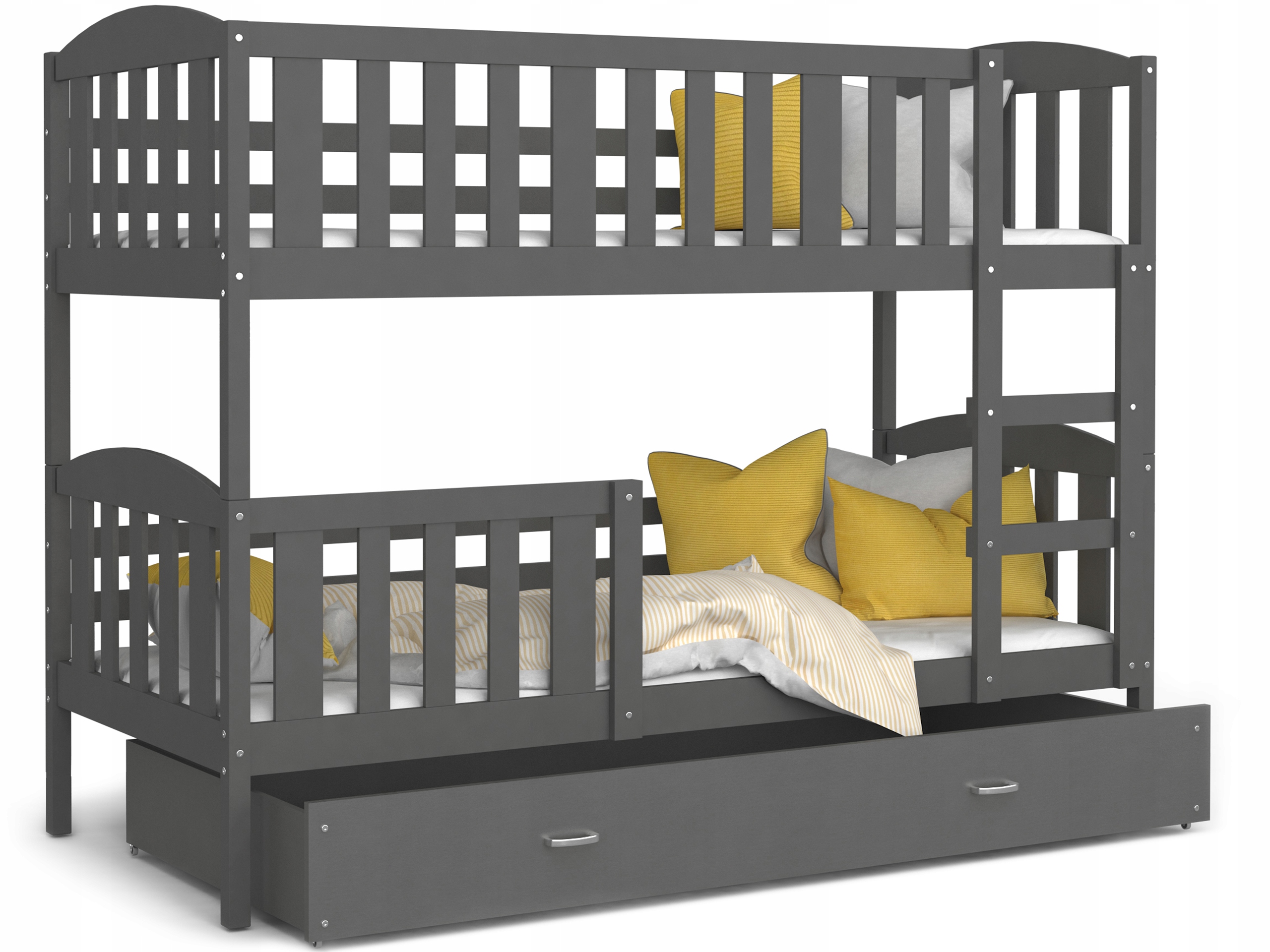 Двухъярусная кровать ВИННИ 200x90 серая с ящиком